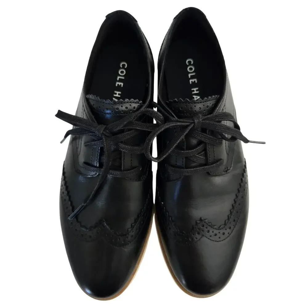 Blokcore Grunge Streetwear Cole Haan Black Coquette Wingtip Oxfords Women's 7.5